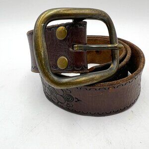 Vintage Embossed Leather Belt Size M (38" long)